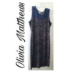 Olivia Matthews - Sparkling Blue, Mesh Top Sleeveless Dress